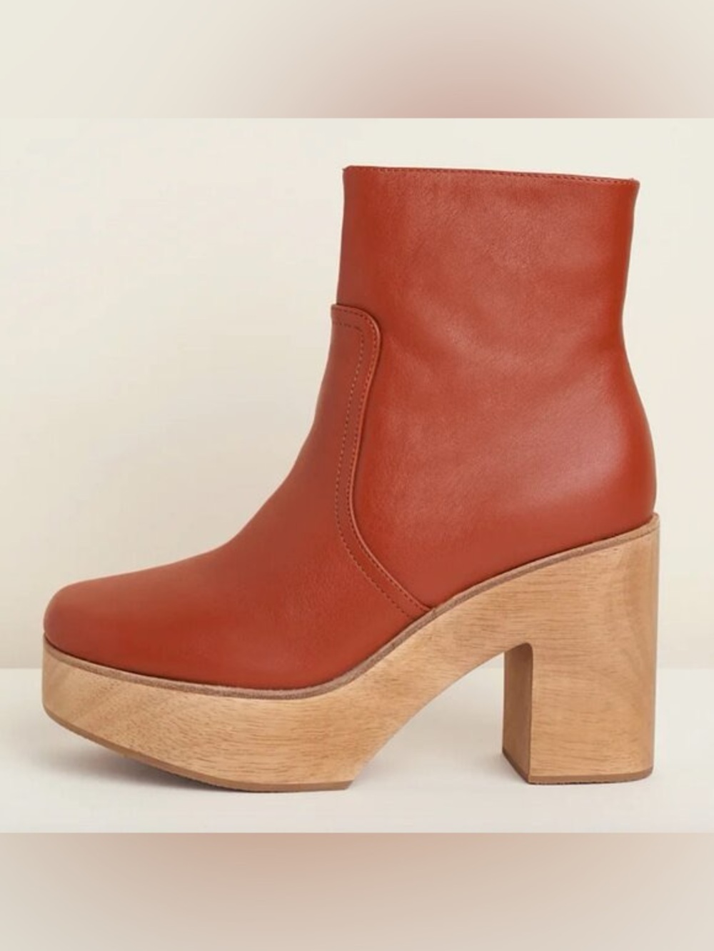 Charlotte Stone Sienna Rust Leather Platform Clog Paz Boots Sz. 11